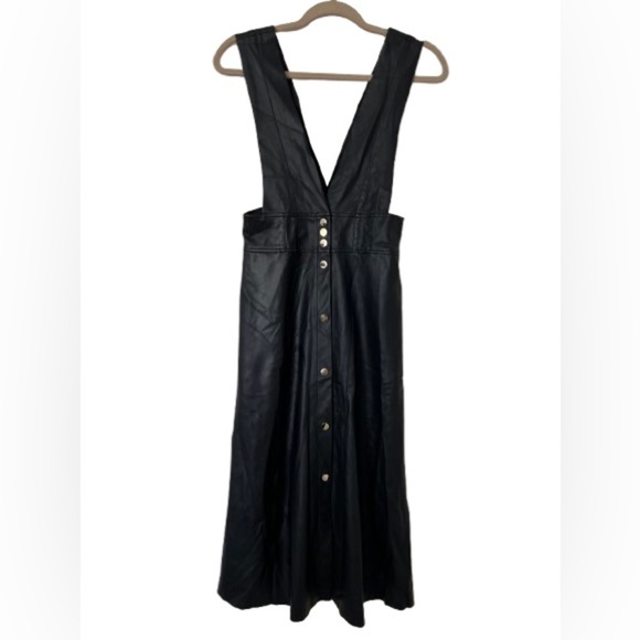 Zara Faux Vegan Pinafore Midi Dress. Size S - Picture 3 of 7